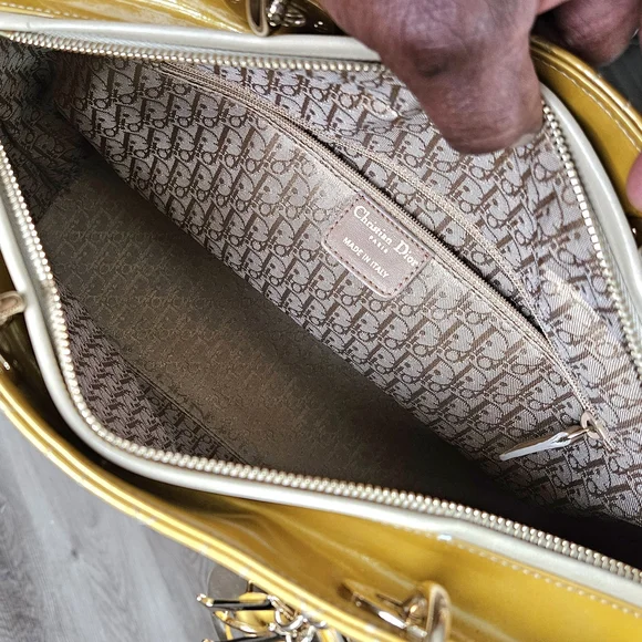 Christian Dior Cannage Lady Dior Gold Enamel Luxury Hand Bag (LIMITED EDITION) - Picture 8 of 16